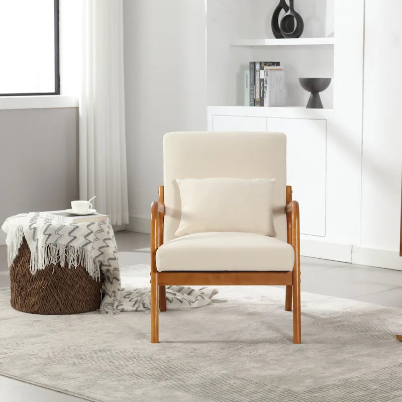 Fauteuil d'appoint moderne, rembourré en bois massif avec un coussin pour salon, chambre à coucher, chambre d'amis