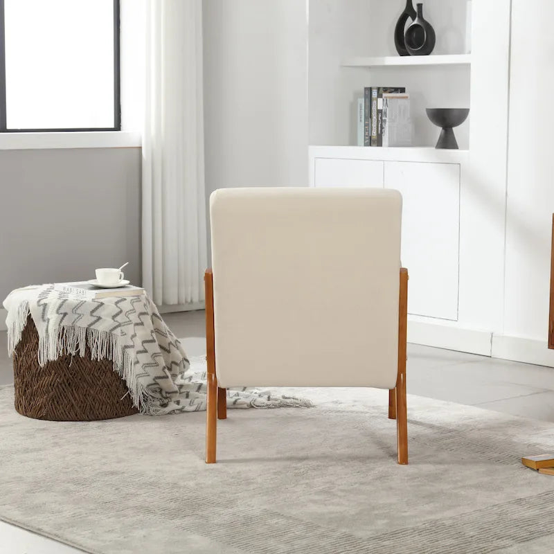 Fauteuil d'appoint moderne, rembourré en bois massif avec un coussin pour salon, chambre à coucher, chambre d'amis