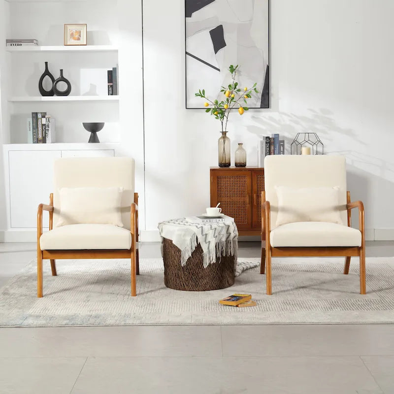 Fauteuil d'appoint moderne, rembourré en bois massif avec un coussin pour salon, chambre à coucher, chambre d'amis