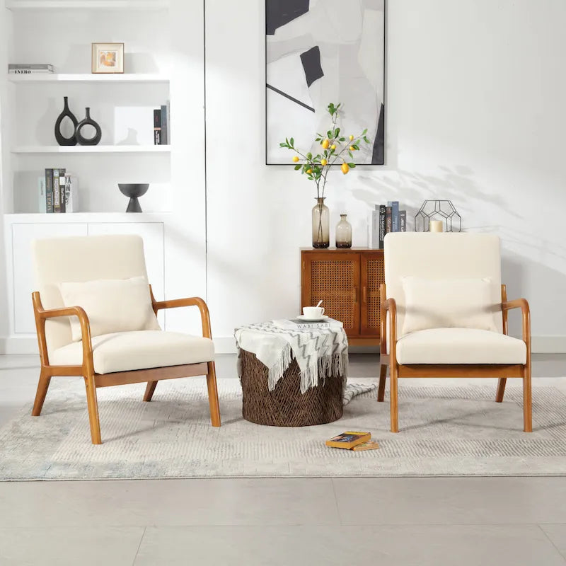 Fauteuil d'appoint moderne, rembourré en bois massif avec un coussin pour salon, chambre à coucher, chambre d'amis