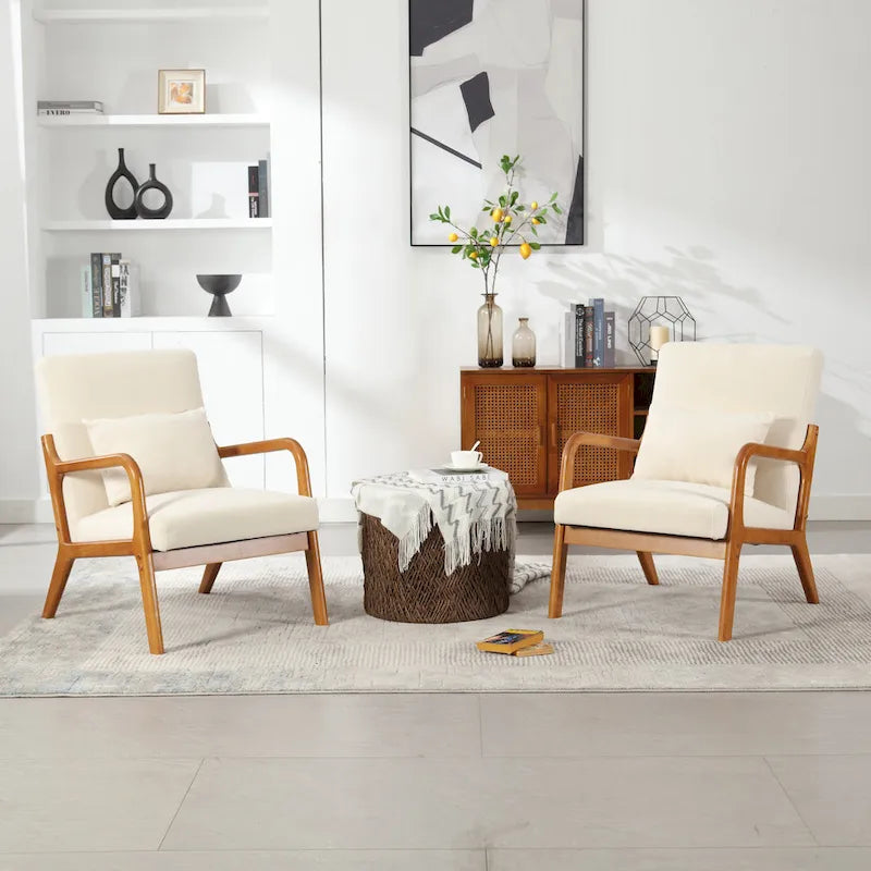 Fauteuil d'appoint moderne, rembourré en bois massif avec un coussin pour salon, chambre à coucher, chambre d'amis