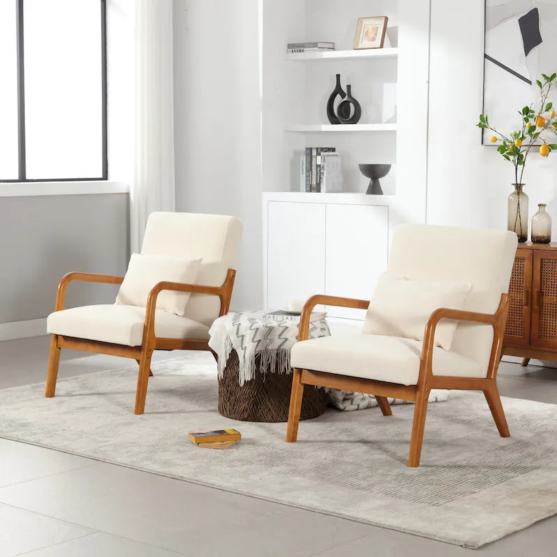 Fauteuil d'appoint moderne, rembourré en bois massif avec un coussin pour salon, chambre à coucher, chambre d'amis