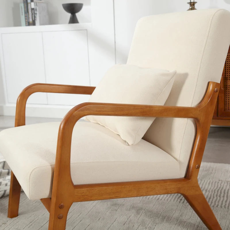 Fauteuil d'appoint moderne, rembourré en bois massif avec un coussin pour salon, chambre à coucher, chambre d'amis