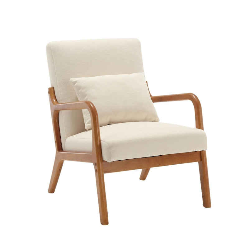 Fauteuil d'appoint moderne, rembourré en bois massif avec un coussin pour salon, chambre à coucher, chambre d'amis