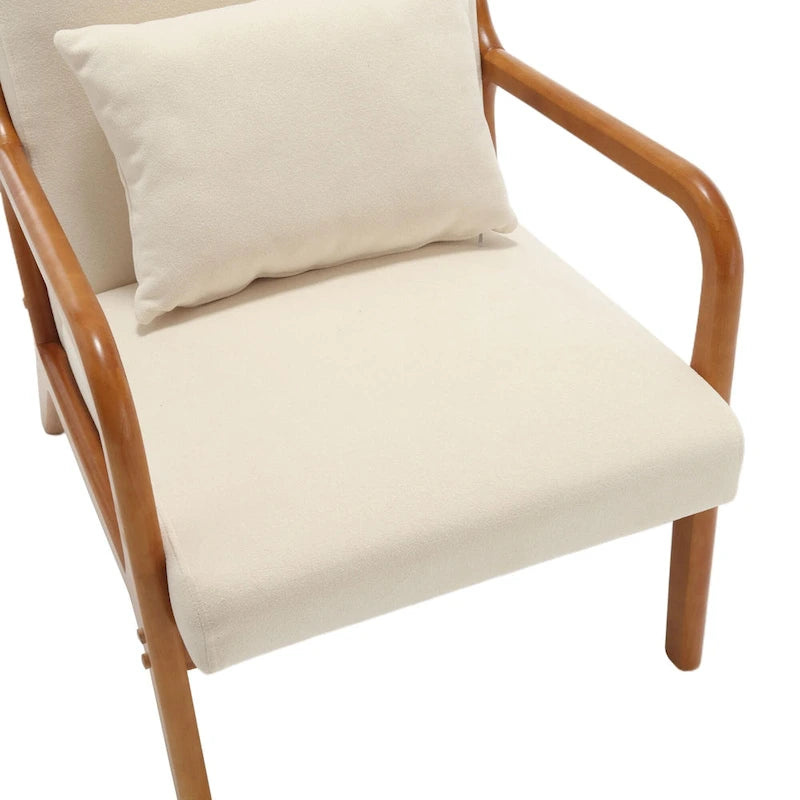 Fauteuil d'appoint moderne, rembourré en bois massif avec un coussin pour salon, chambre à coucher, chambre d'amis