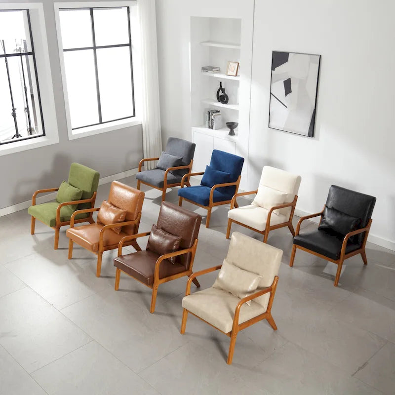 Fauteuil d'appoint moderne, rembourré en bois massif avec un coussin pour salon, chambre à coucher, chambre d'amis
