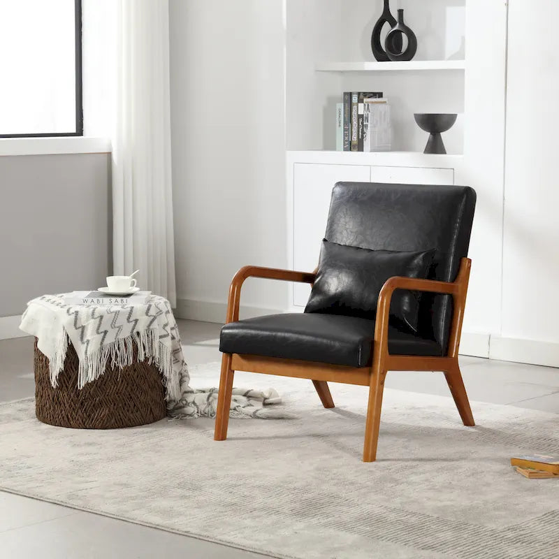 Fauteuil d'appoint moderne, rembourré en bois massif avec un coussin pour salon, chambre à coucher, chambre d'amis