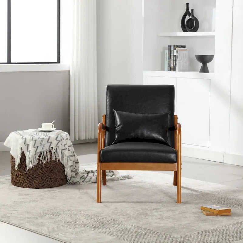 Fauteuil d'appoint moderne, rembourré en bois massif avec un coussin pour salon, chambre à coucher, chambre d'amis