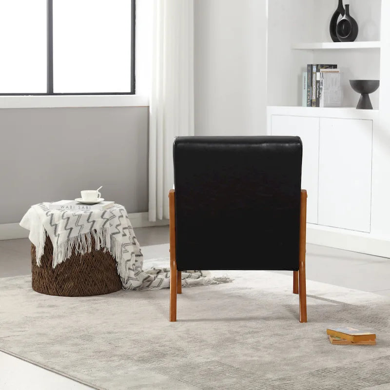 Fauteuil d'appoint moderne, rembourré en bois massif avec un coussin pour salon, chambre à coucher, chambre d'amis