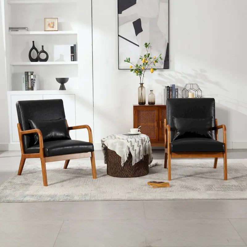 Fauteuil d'appoint moderne, rembourré en bois massif avec un coussin pour salon, chambre à coucher, chambre d'amis