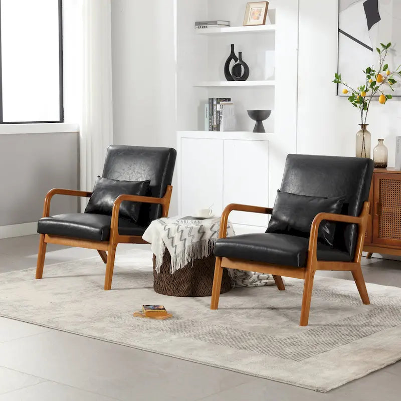 Fauteuil d'appoint moderne, rembourré en bois massif avec un coussin pour salon, chambre à coucher, chambre d'amis