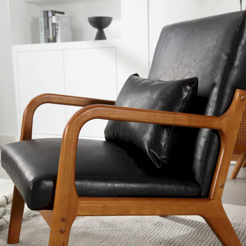Fauteuil d'appoint moderne, rembourré en bois massif avec un coussin pour salon, chambre à coucher, chambre d'amis