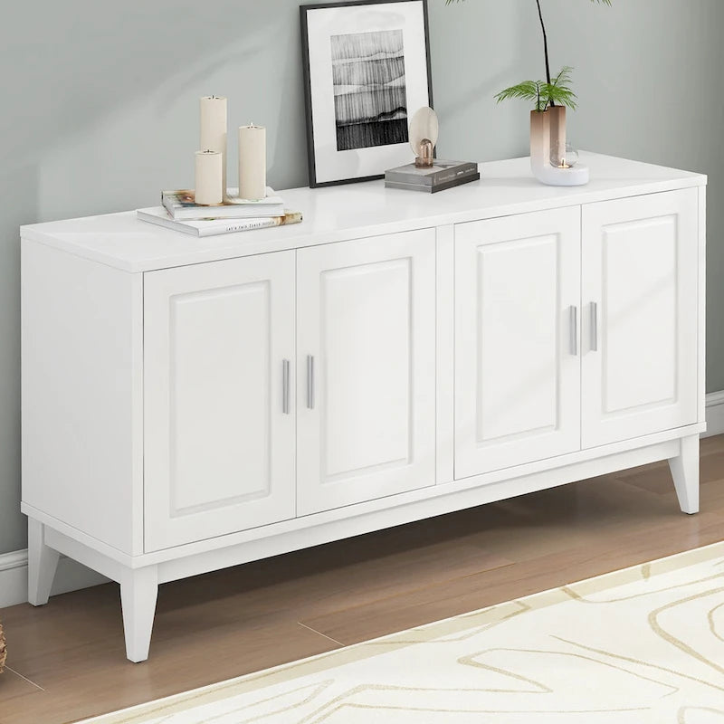 Buffet 4 portes avec étagère de rangement pour salon, deux grandes armoires avec étagère réglable