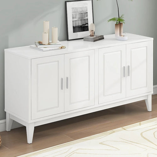 Buffet 4 portes avec étagère de rangement pour salon, deux grandes armoires avec étagère réglable