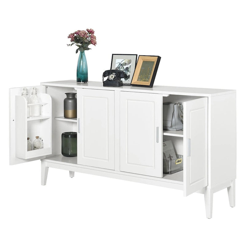 Buffet 4 portes avec étagère de rangement pour salon, deux grandes armoires avec étagère réglable