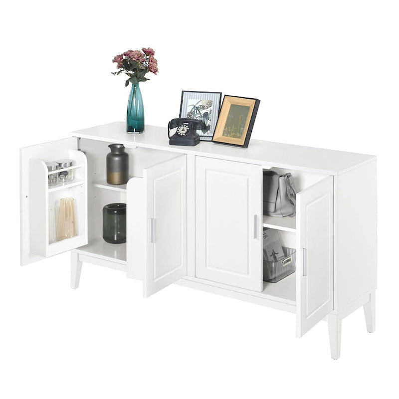 Buffet 4 portes avec étagère de rangement pour salon, deux grandes armoires avec étagère réglable