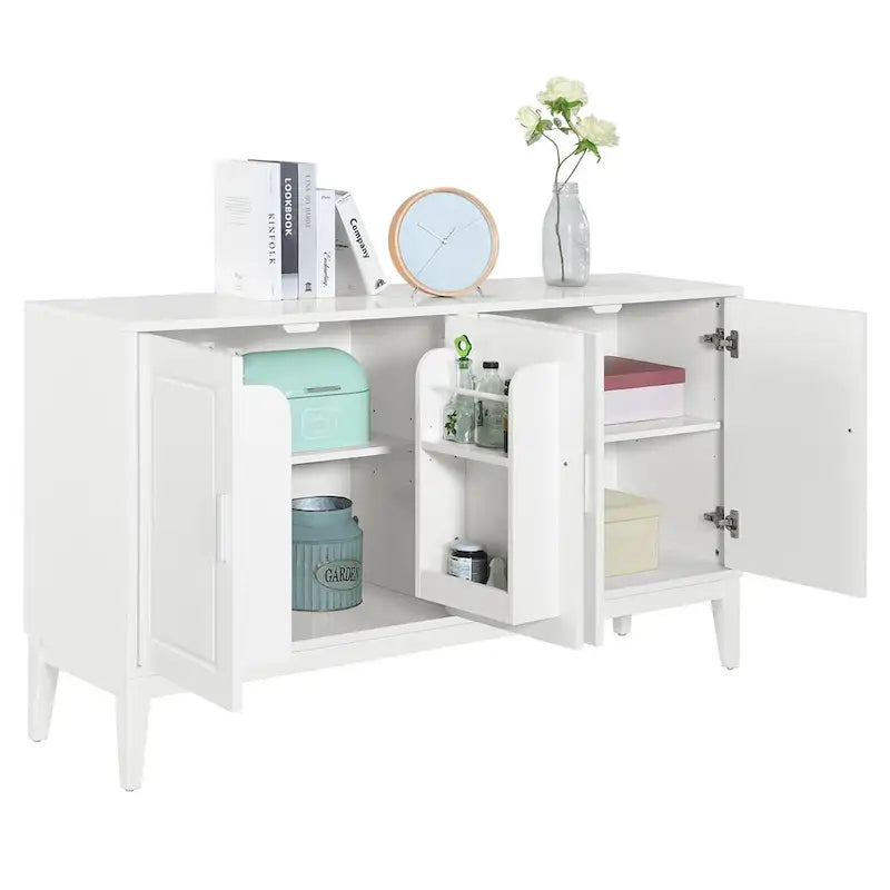 Buffet 4 portes avec étagère de rangement pour salon, deux grandes armoires avec étagère réglable