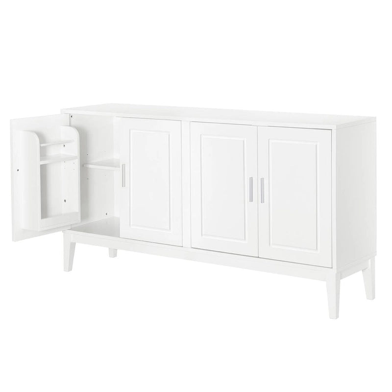 Buffet 4 portes avec étagère de rangement pour salon, deux grandes armoires avec étagère réglable