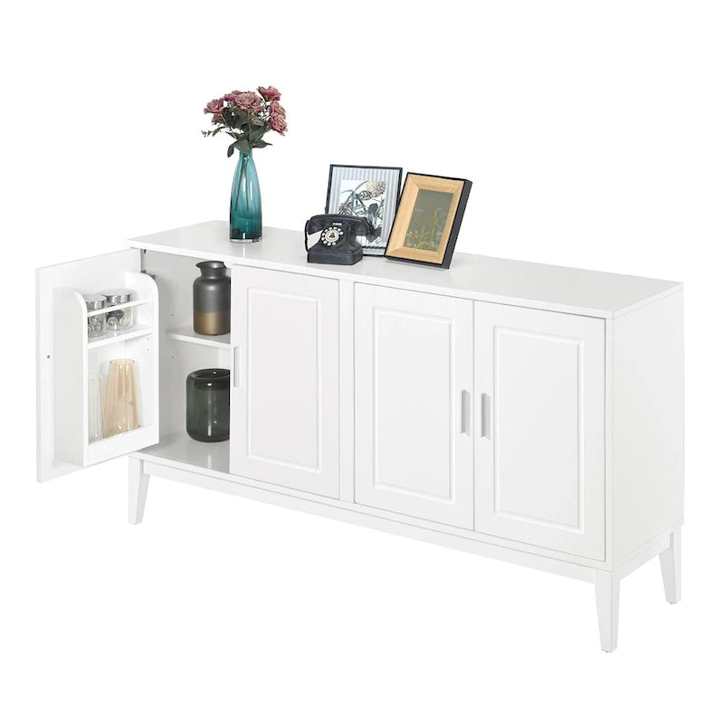 Buffet 4 portes avec étagère de rangement pour salon, deux grandes armoires avec étagère réglable