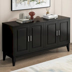 Buffet 4 portes avec étagère de rangement pour salon, deux grandes armoires avec étagère réglable