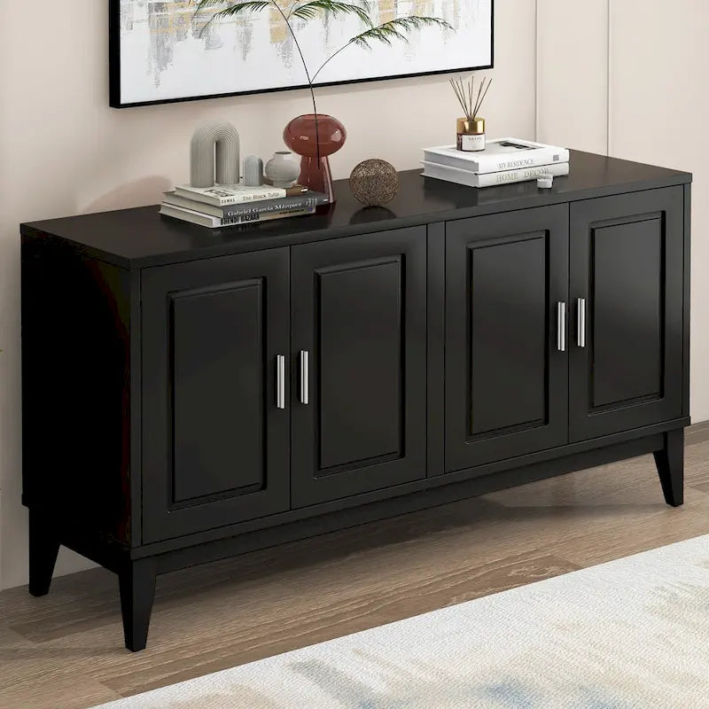 Buffet 4 portes avec étagère de rangement pour salon, deux grandes armoires avec étagère réglable