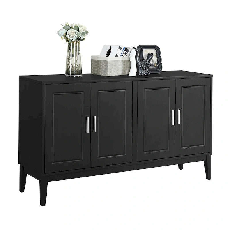Buffet 4 portes avec étagère de rangement pour salon, deux grandes armoires avec étagère réglable