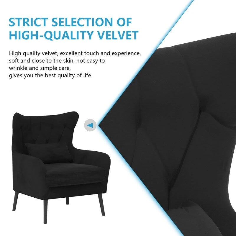 Fauteuil d'appoint en velours Rembourré Coussin épais confortable pour le salon