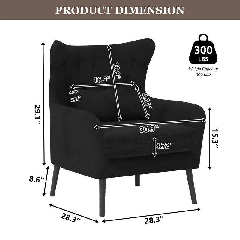Fauteuil d'appoint en velours Rembourré Coussin épais confortable pour le salon