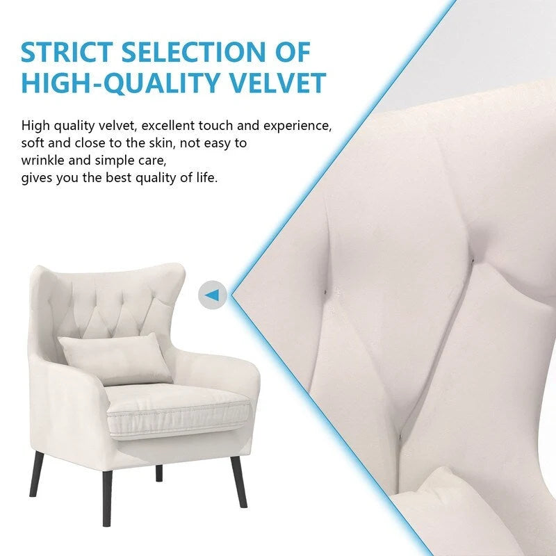 Fauteuil d'appoint en velours Rembourré Coussin épais confortable pour le salon