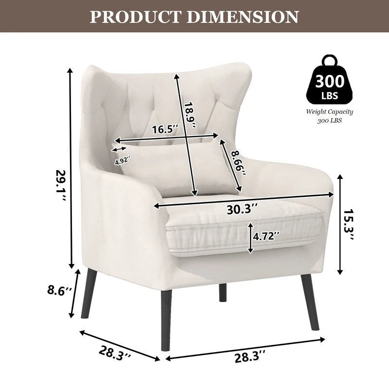 Fauteuil d'appoint en velours Rembourré Coussin épais confortable pour le salon
