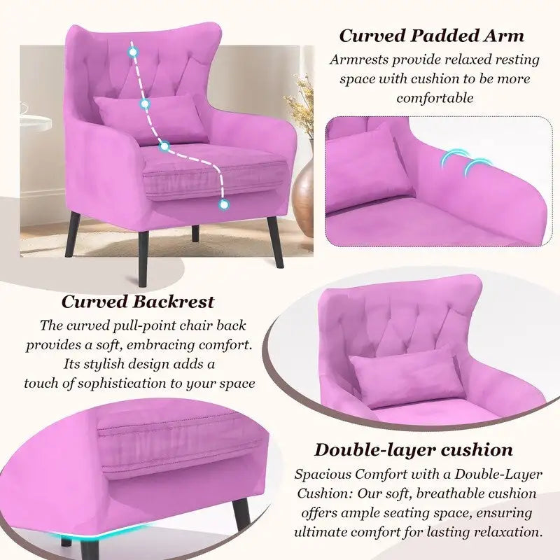Fauteuil d'appoint en velours Rembourré Coussin épais confortable pour le salon
