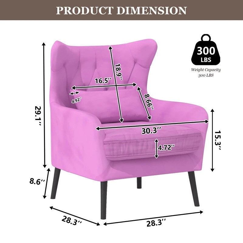 Fauteuil d'appoint en velours Rembourré Coussin épais confortable pour le salon