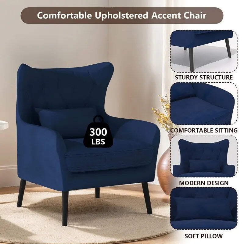 Fauteuil d'appoint en velours Rembourré Coussin épais confortable pour le salon