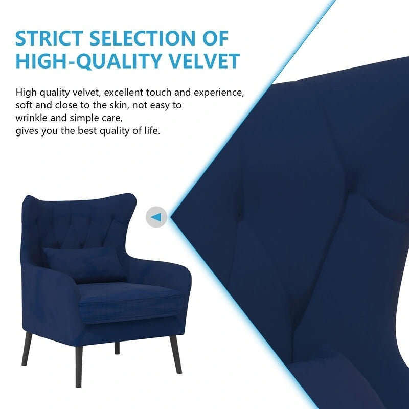 Fauteuil d'appoint en velours Rembourré Coussin épais confortable pour le salon