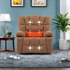 Fauteuil inclinable manuel en chenille avec massage et chauffage lombaire, double porte-gobelets, poches latérales