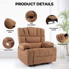 Fauteuil inclinable manuel en chenille avec massage et chauffage lombaire, double porte-gobelets, poches latérales