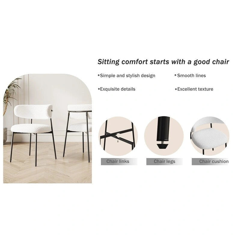 Lot de 2 chaises de salle à manger avec pieds en métal