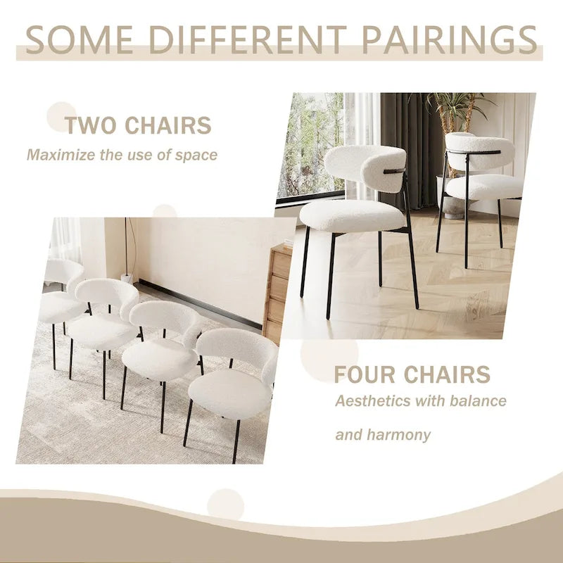 Lot de 2 chaises de salle à manger avec pieds en métal