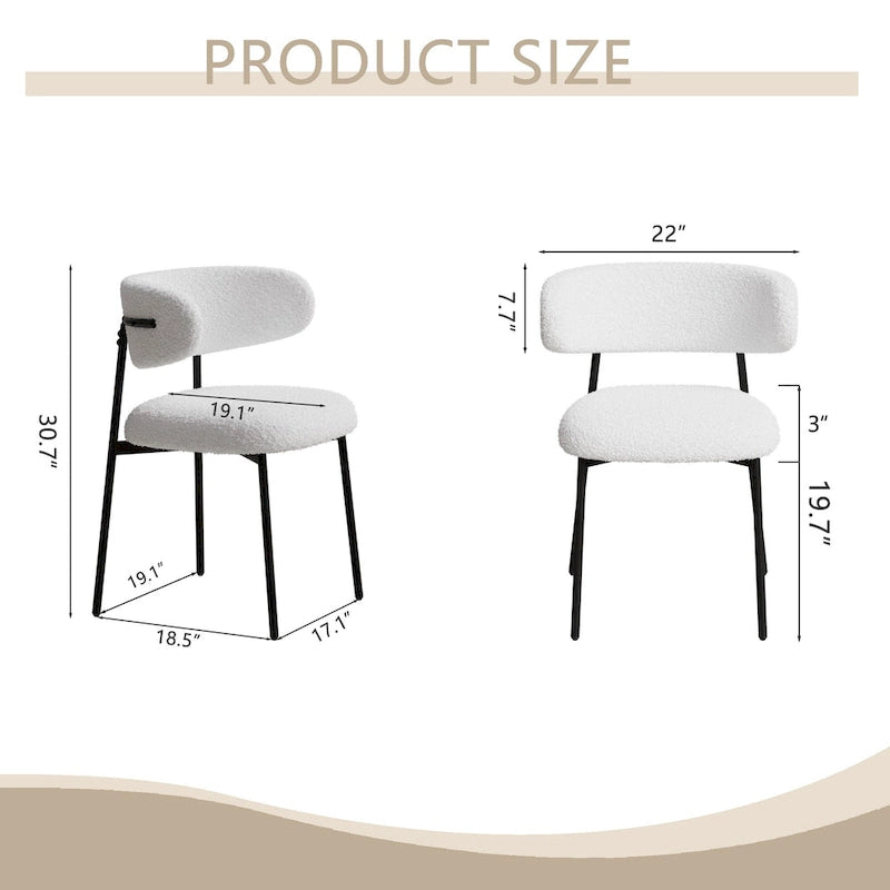 Lot de 2 chaises de salle à manger avec pieds en métal