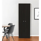 71 Armoire à provisions ou de rangement en bois noir - 23,6 po x 70,8 po x 11,8 po