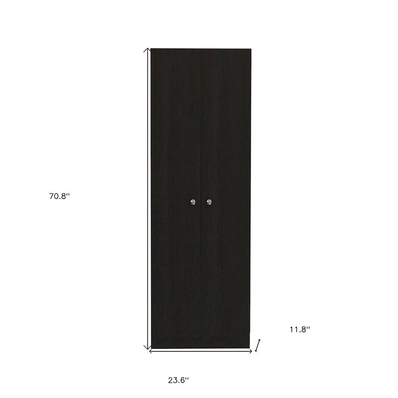 71 Armoire à provisions ou de rangement en bois noir - 23,6 po x 70,8 po x 11,8 po