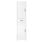Meuble Colonne de Rangement de Salle de Bain, Meuble de Rangement sur Pied avec Deux Portes et Étagères Réglables, Porte-Serviettes Intégré