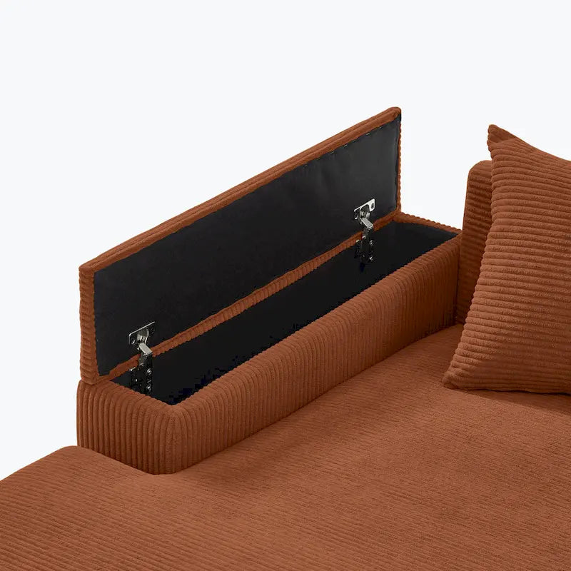 Canapé sectionnel d'angle 111 en velours côtelé avec méridienne convertible