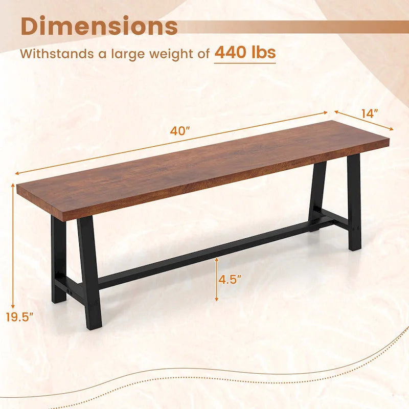 1/2 PCS Banc de salle à manger 60" 3 places Banc à chaussures d'entrée