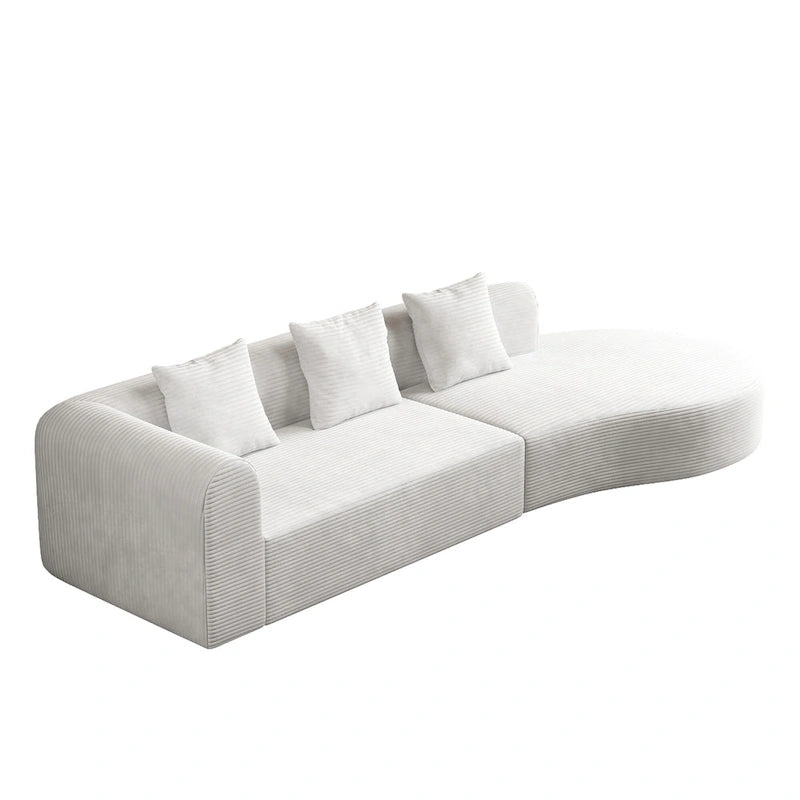 123.23 Canapé modulable d'angle extra-profond en velours côtelé avec mousse haute densité 30D et ressorts, 4 places