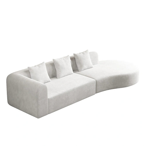 123.23 Canapé modulable d'angle extra-profond en velours côtelé avec mousse haute densité 30D et ressorts, 4 places