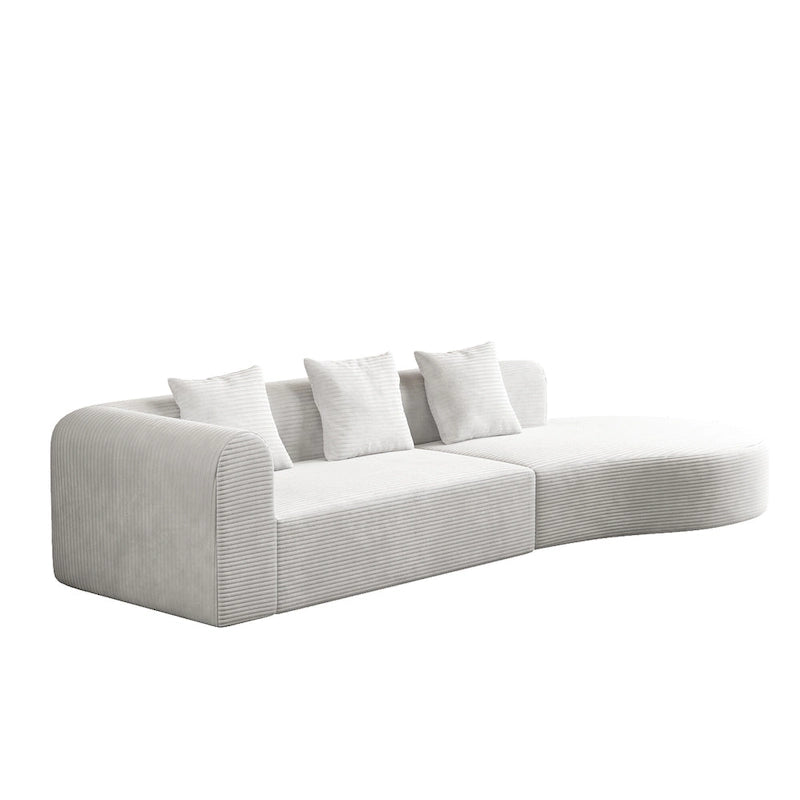 123.23 Canapé modulable d'angle extra-profond en velours côtelé avec mousse haute densité 30D et ressorts, 4 places