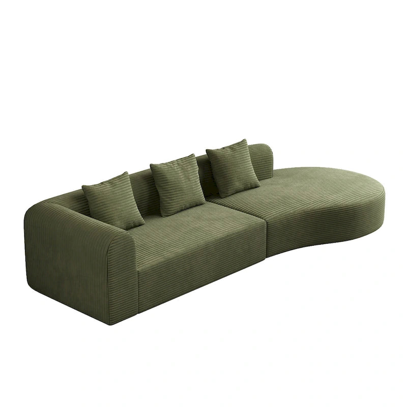 123.23 Canapé modulable d'angle extra-profond en velours côtelé avec mousse haute densité 30D et ressorts, 4 places