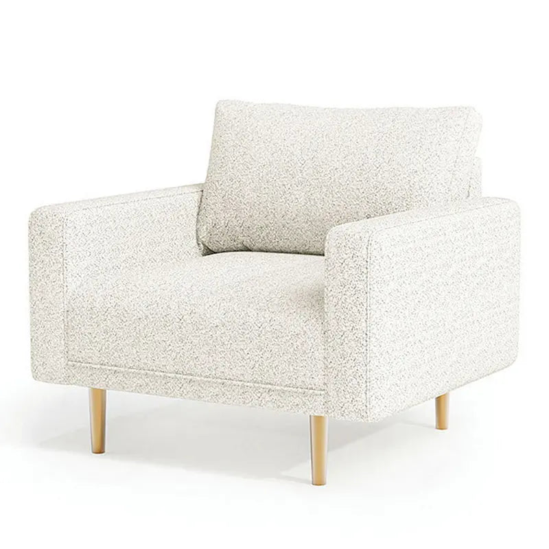 Fauteuil Remy, banquette à accoudoirs droits, bouclé moelleux blanc cassé