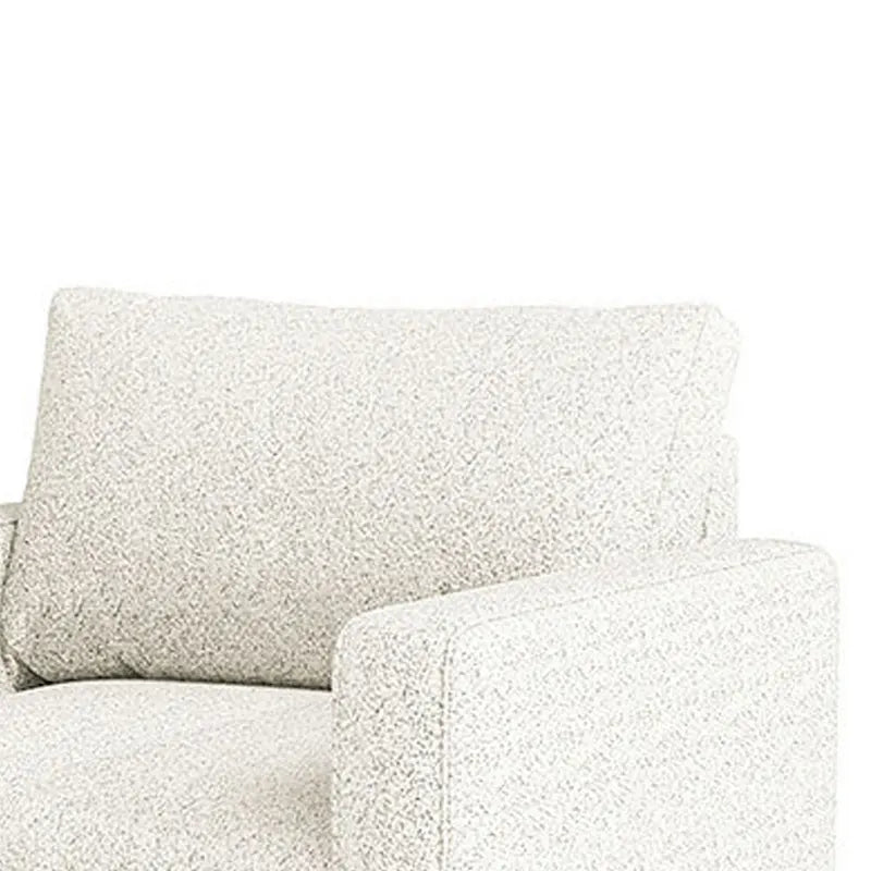 Fauteuil Remy, banquette à accoudoirs droits, bouclé moelleux blanc cassé